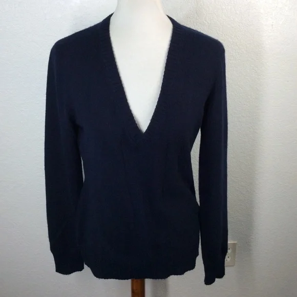 Tory Burch Navy V-Neck Sweater - Picture 10 of 13